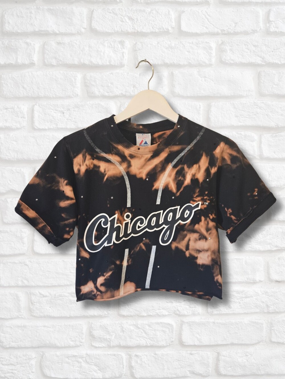 Chicago White Sox Crop Top W/Rhinestones